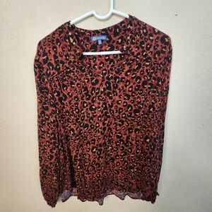 Democracy Orange and Black Leopard Print Blouse XL (5711)